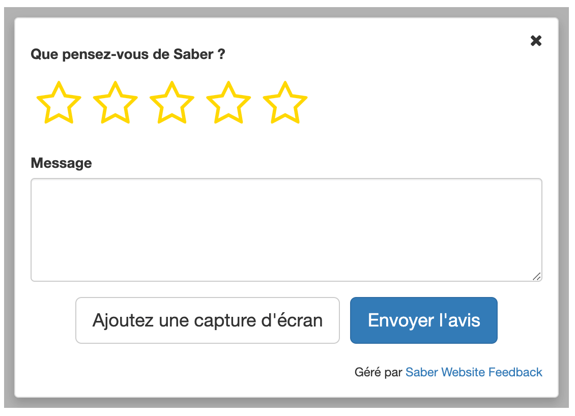 Saber Feedback form in French