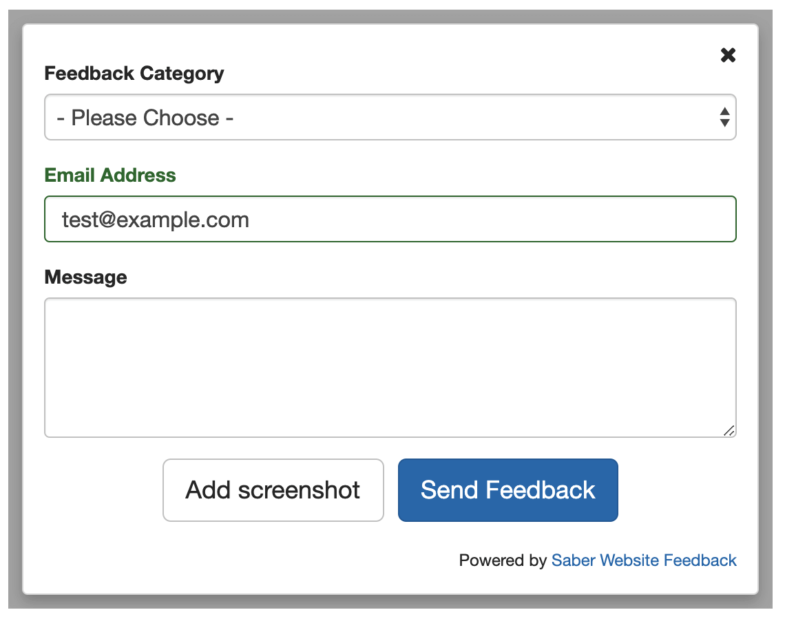 general Saber feedback form