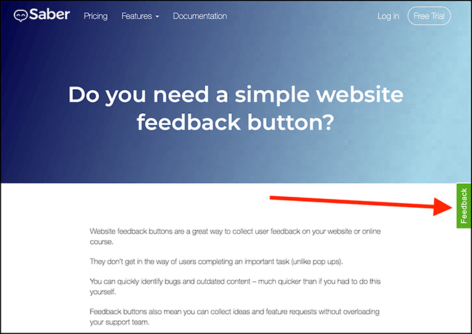 Saber Feedback button